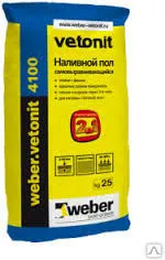 Фото №0 Наливной пол Вебер.Ветонит 4100 "2 в 1: стяжка + финиш", толщ.2-30мм, 25кг