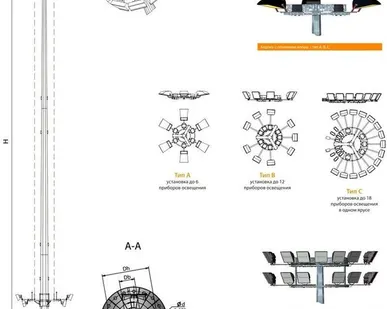 фото Опора высокомачтовая с мобильной короной ВМ-25-В/12-II