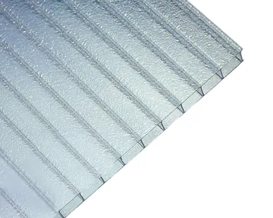 фото Сотовый поликарбонат CARBOGLASS Премиум "Колотый лед" Прозрачный 4 мм (2,1*12 м)