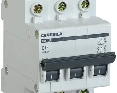 фото IEK Авт. выкл. ВА47-29 3Р 16А 4,5кА х-ка С GENERICA