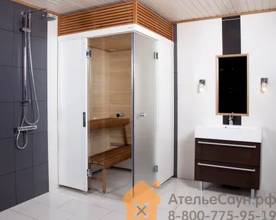 фото Сауна Harvia SmartFold SF1212L (складываение влево, 1200х1200х2080 мм, стены из осины, полки из термоосины)