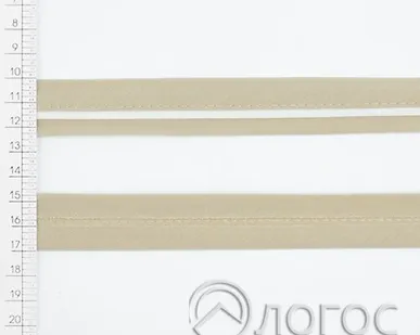 фото Косая бейка декоративная с кантом Т 25мм, D18+D2 (кремовый с молочным кантом)