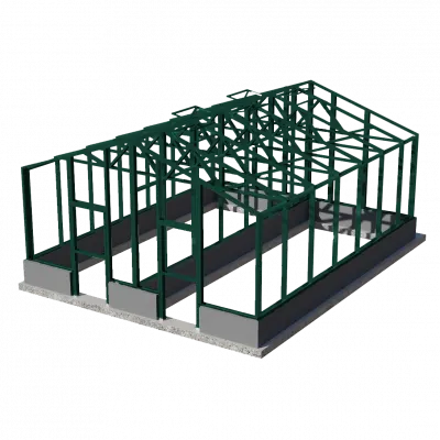 Фото №0 Теплица английская СУПЕР ЧЕЛСИ / Оранжерея 5,7х7,15 м, 2 отделения/ цвет Зеленый (RAL 6005)