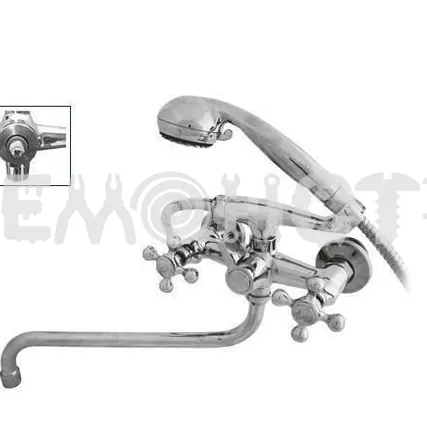 Фото №0 Смеситель д/ванны с керамическими головками маховик 'Ретро','Люкс' массажная лейка (5.15)(1/10) зз П