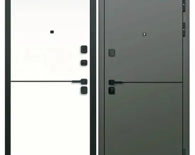 фото Дверь входная Молдинг 9см (Ferroni) МДФ/МДФ, Сатин коричневый/Эмалит белый 2050х860мм, ПРАВАЯ