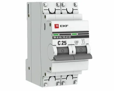 фото Выключатель автоматический модульный 2п C 25А 4.5кА ВА 47-63 PROxima EKF mcb4763-2-25C-pro