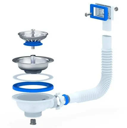 Фото №0 Перелив гибкий Ани д/мойки (N305S) 3 1/2 с прямоуг.верт.корпусом