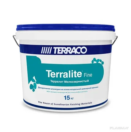 Фото №0 Штукатурка Мраморная крошка Террако Терралит Санлайт мелкозернистый, 15 кг