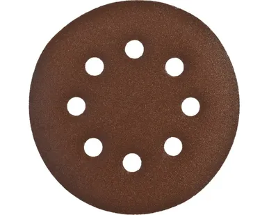 фото Шлифовальный абразивный круг Зубр 35350-125-180, 125 мм, Р180, 8 отверстий, 5 шт.