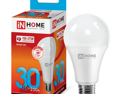 фото IN HOME Лампа светодиодная 30Вт 230В Е27 4000К 2700Лм A70 груша LED-A70-VC IN HOME