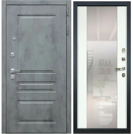 Фото №0 Входная дверь Соната-30 Классик бетон темный-61 шагрень белая зеркало