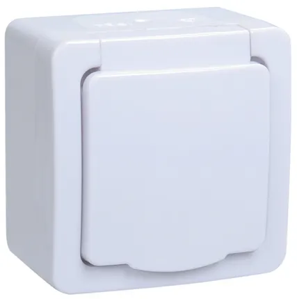 Фото №0 IEK Розетка 1-м ОП Гермес Plus 16А IP54 с заземл. с бел.крышкой РСб20-3-ГПБб IEK