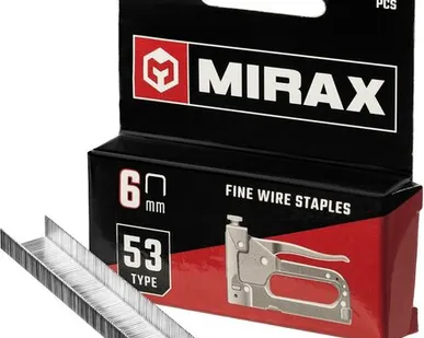 фото MIRAX тип 53 (A/10/JT21) 6 мм, 1000 шт, калибр 23GA, скобы для степлера (3153-06)