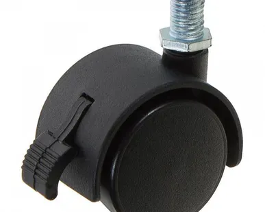фото Колесо мебельное TECH-KREP Колесная опора поворотная Tech-Krep D40мм М8, с тормозом, с резьбой, черный нейлон 148470