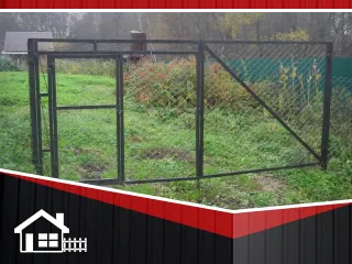 фото Каркас ворот со встроенной калиткой (сетка)