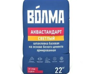 фото Шпатлевка Волма Аквастандарт светлый 22кг цемент