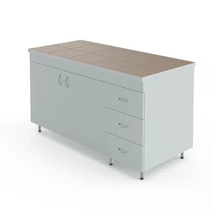 Фото №0 Лабораторный стол-тумба со столешницей из керамогранитной плитки Теолаб НВ-1500 СТК