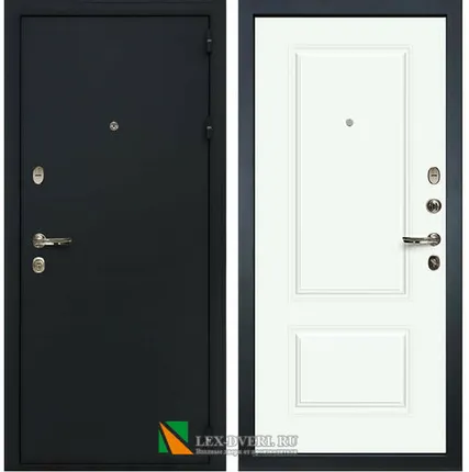 Фото №0 Входная дверь Рим Черный шелк-55 Вероника эмаль белая