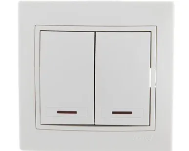 фото Выключатель 2-кл. СП Мира 10А IP20 с подсветкой с бел. вставкой бел. LEZARD 701-0202-112