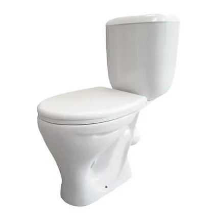 Фото №0 Унитаз-компакт "Луна" белый с 1 уровневой арматурой, болтами крепления и сиденьем