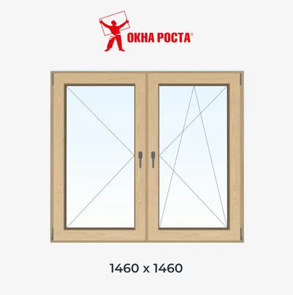 Фото №0 Деревянное окно липа сращенная 2-створчатое поворотное/поворотно-откидное 1460х1460мм