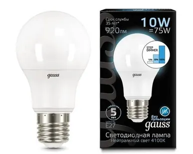 фото Светодиодная лампа Gauss A60 10W 920Lm 4100K E27 102502210-S