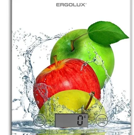 Фото №0 Весы кухонные ELX-SK02-С01 до 5кг 195х142мм бел. яблоки Ergolux 13602