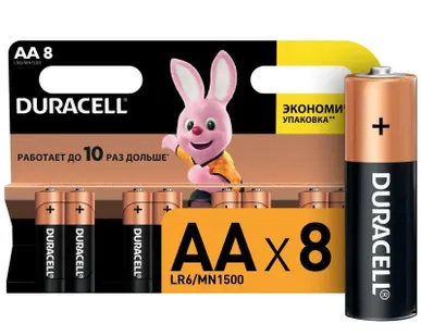 фото Элемент питания алкалиновый LR LR6-8BL BASIC (блист.8шт) Duracell C0037387
