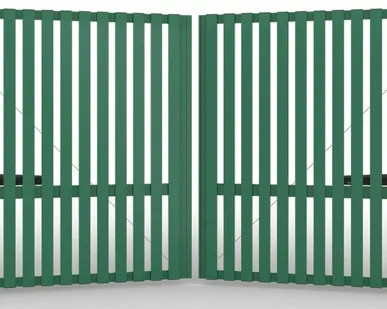 фото Распашные ворота AL-профиль вертикальные зеленые 3000х2000 мм