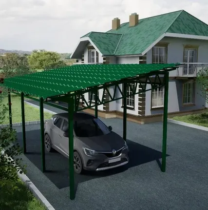 Фото №0 Односкатный навес №31 из металлочерепицы 3,9 х6,3 м