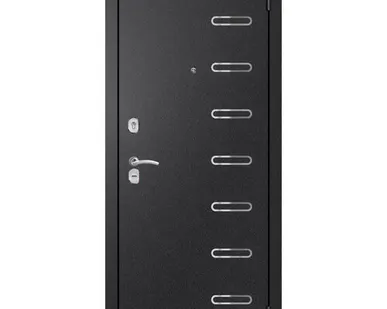 фото дверь входная Хит-8_ Nova чёрный шелк, белый ясень 860мм левая