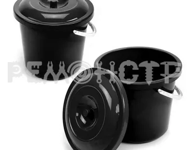 фото Ведро пласт 5л ЮниПласт (с крышкой) черное (20) (ВМ)