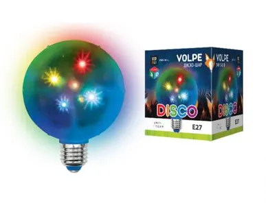 фото Светильник проектор ULI-Q310 1,5W/RGB/Е27 ДИСКО ШАР 3D Светодиодный светильник. Свечение 3D звёзды. 220В. Диаметр 10см. ТМ Volpe.