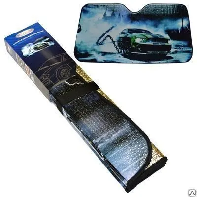 Фото №0 NEW GALAXY Шторка солнцезащитная на лобовое стекло с рисунком "Авто" 146х68