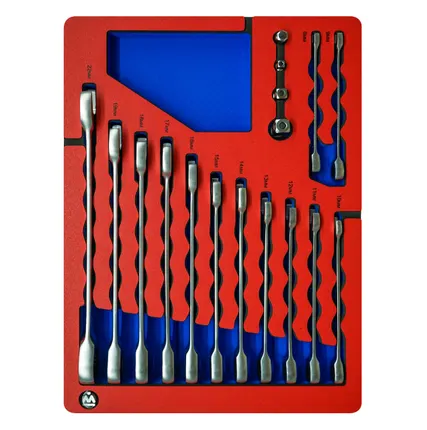 Фото №1 Набор комбинированных трещоточных ключей, 8-22 мм, ложемент, 17 предметов МАСТАК 5-21317