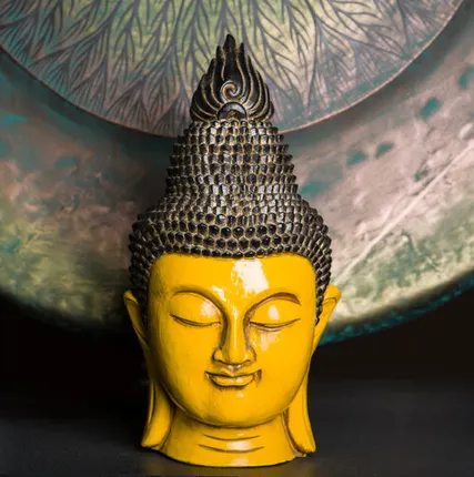 Фото №0 Фигурка Голова Будды, жёлтая, 40см, дерево, Chateau Collection CC-BH-Y