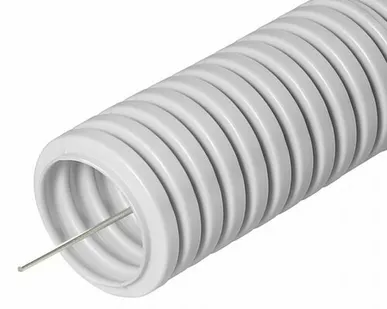 фото Труба ПВХ гофрированная D20мм (бухта 10м) с протяжкой серая