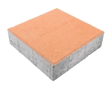 фото Тротуарная плитка Берит Квадрат Оранжевая 200х200х80 на белом цементе