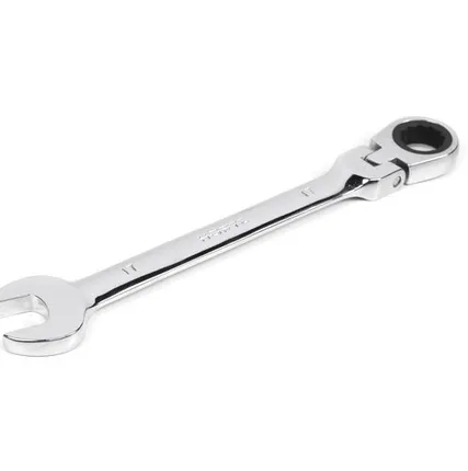 Фото №0 Ключ комбинированный трещоточный шарнирный 17х17 мм хромирование HORTZ