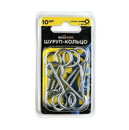 Фото №0 Шуруп-кольцо 4х40/60-12 оцинкованный 10шт в блистере Bauhow 89101