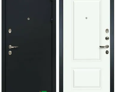 фото Входная дверь Рим Черный шелк-55 Вероника эмаль белая