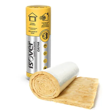 Фото №0 Утеплитель ИЗОВЕР Сауна-50/Е/К-50*1200*12500 1рул. 15м2, 0,75м3