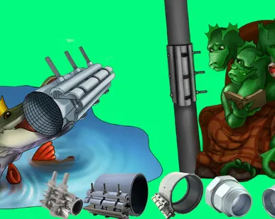 фото Ставрополь ремонтные хомуты . Муфты зажимные Сансфера