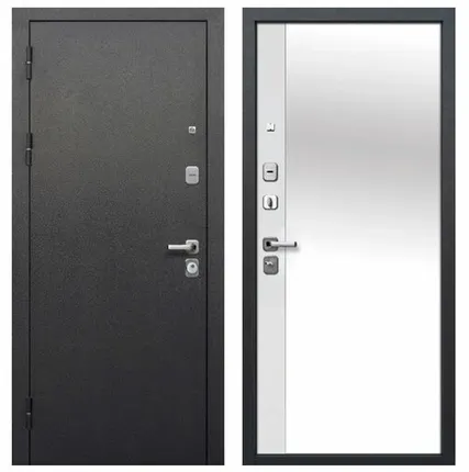 Фото №0 Дверь входная Гарда 9см (Ferroni) металл/МДФ с зеркалом, Антик серебро/Эмалит белый 2050х960мм, ЛЕВАЯ