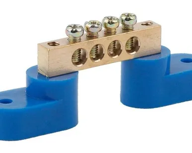 фото Шина N "ноль" на двух угловых изоляторах ШНИ-6х9-4-У2 NO-222-54 син. (уп.20шт) ЭРА Б0033434