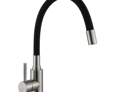 фото смеситель для кухни GOLDEN FOX Lomond гибкий силикон черный