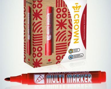 фото Маркер перманентный "Multi Marker" пулевидный 3мм крас. Crown Б0048241