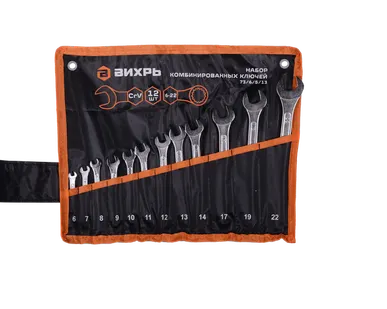 фото Набор комбинированных ключей Вихрь 12 шт. 6 - 22, в чехле