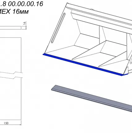 Фото №0 ЛЕМЕХ 16мм OL.LK2 1.8 00.00.00.16 на ковш Metal-Fach шириной 1,8 метра