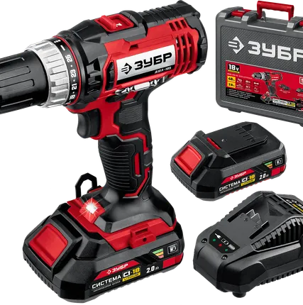 Фото №0 Дрель-шуруповерт, 2 АКБ (2 Ач), в кейсе ДШЛ-185-22